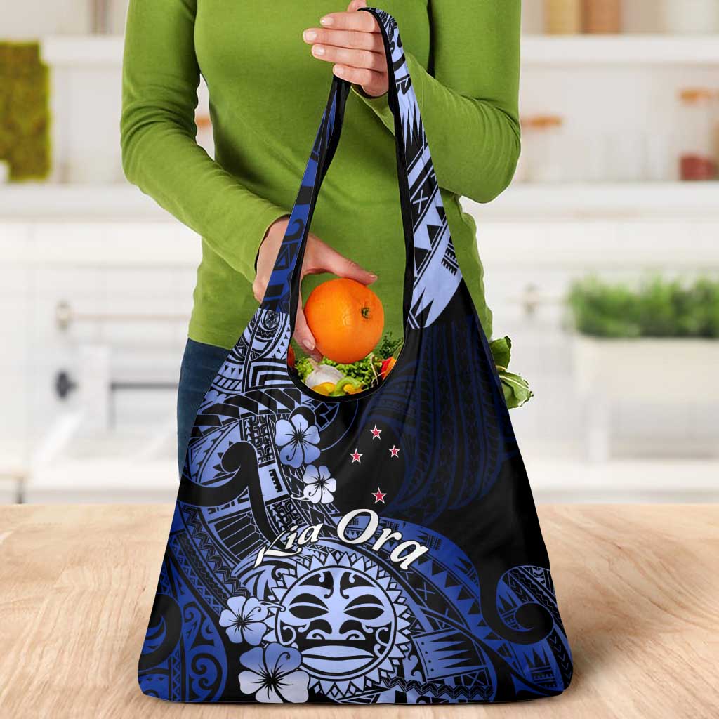 Aotearoa Kia Ora New Zealand Ta Moko Blue Version Grocery Bag LT01 - Polynesian Pride