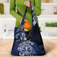 Aotearoa Kia Ora New Zealand Ta Moko Blue Version Grocery Bag LT01 - Polynesian Pride