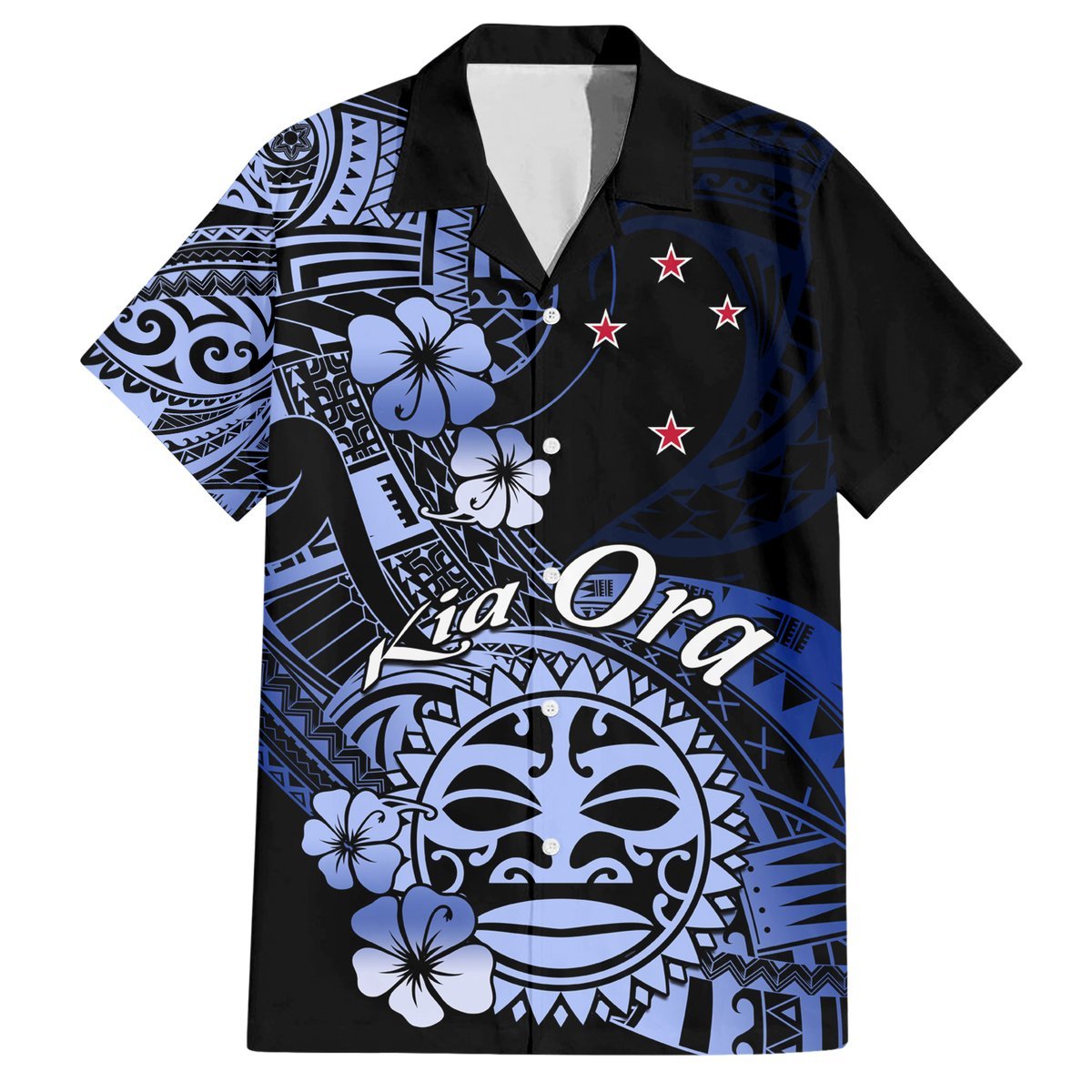 Aotearoa Kia Ora New Zealand Ta Moko Blue Version Hawaiian Shirt LT01 Blue - Polynesian Pride