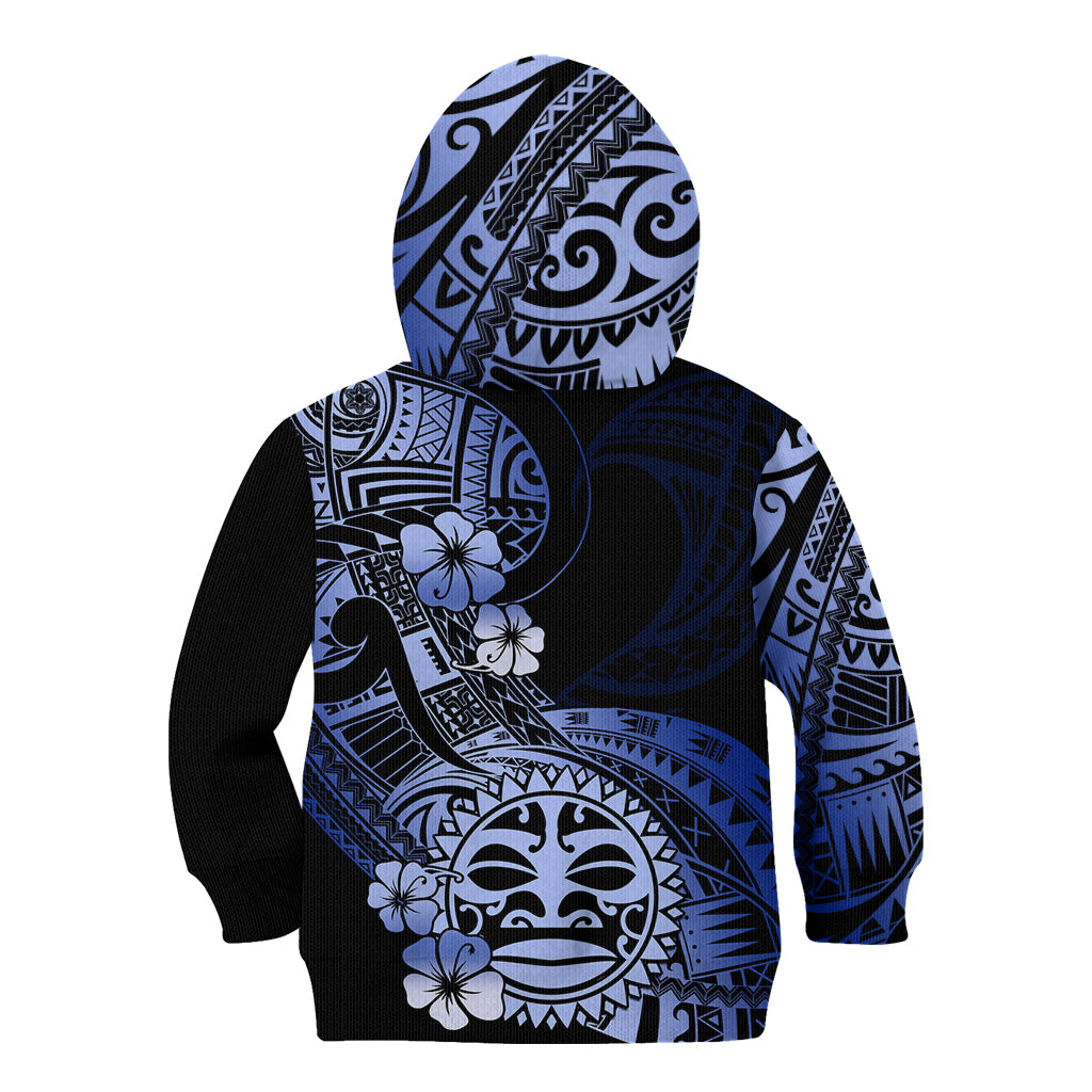Aotearoa Kia Ora New Zealand Ta Moko Blue Version Kid Hoodie LT01 - Polynesian Pride