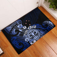Aotearoa Kia Ora New Zealand Ta Moko Blue Version Rubber Doormat LT01 Blue - Polynesian Pride