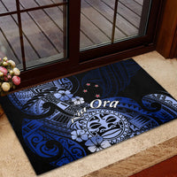 Aotearoa Kia Ora New Zealand Ta Moko Blue Version Rubber Doormat LT01 - Polynesian Pride