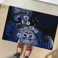 Aotearoa Kia Ora New Zealand Ta Moko Blue Version Rubber Doormat LT01 - Polynesian Pride