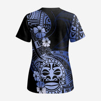 Aotearoa Kia Ora New Zealand Ta Moko Blue Version Scrub Top LT01 - Polynesian Pride