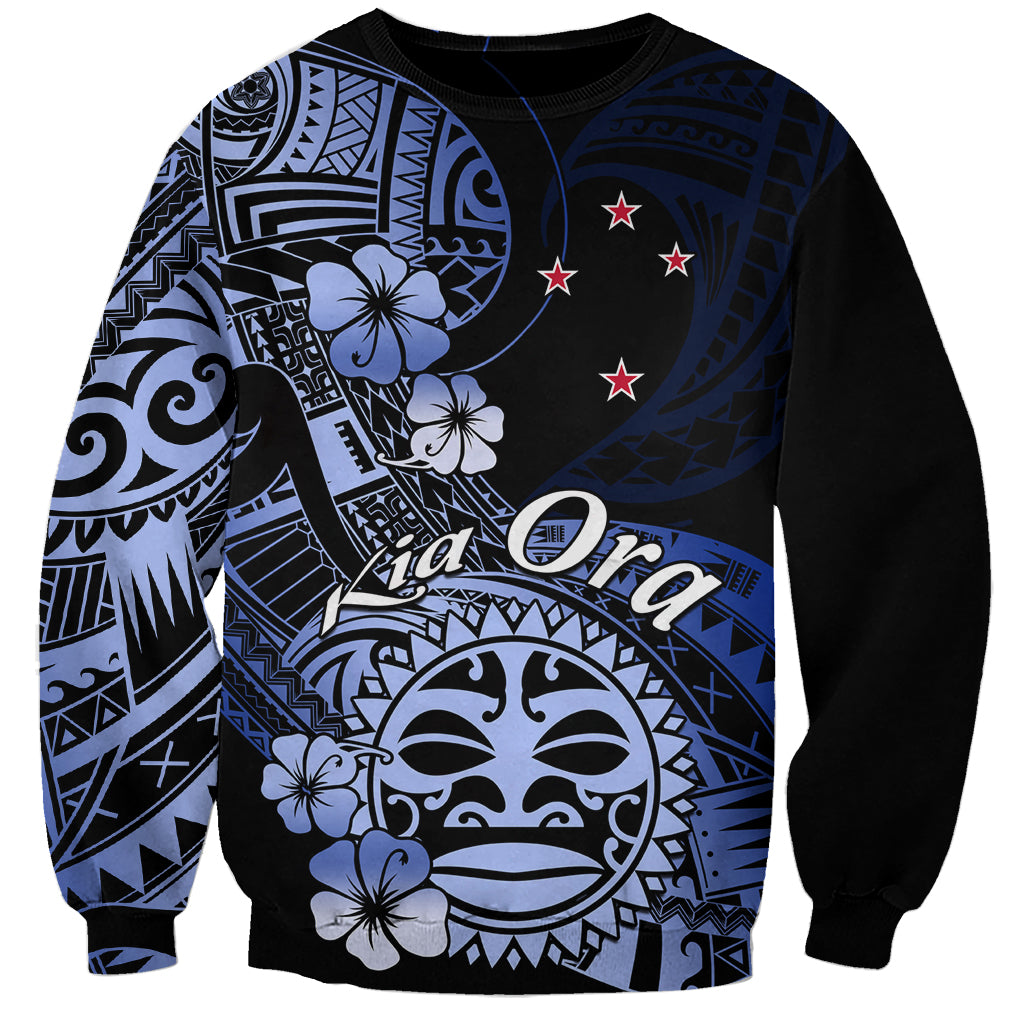 Aotearoa Kia Ora New Zealand Ta Moko Blue Version Sweatshirt LT01 Unisex Blue - Polynesian Pride