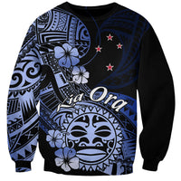 Aotearoa Kia Ora New Zealand Ta Moko Blue Version Sweatshirt LT01 Unisex Blue - Polynesian Pride