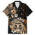 Aotearoa Kia Ora New Zealand Ta Moko Gold Version Family Matching Puletasi Dress and Hawaiian Shirt LT01 Dad's Shirt - Short Sleeve Gold - Polynesian Pride