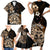 Aotearoa Kia Ora New Zealand Ta Moko Gold Version Family Matching Short Sleeve Bodycon Dress and Hawaiian Shirt LT01 - Polynesian Pride