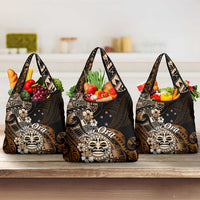 Aotearoa Kia Ora New Zealand Ta Moko Gold Version Grocery Bag LT01 3-pack One Size Gold - Polynesian Pride