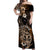 Aotearoa Kia Ora New Zealand Ta Moko Gold Version Off Shoulder Maxi Dress LT01 Women Gold - Polynesian Pride