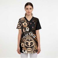 Aotearoa Kia Ora New Zealand Ta Moko Gold Version Scrub Top LT01 - Polynesian Pride