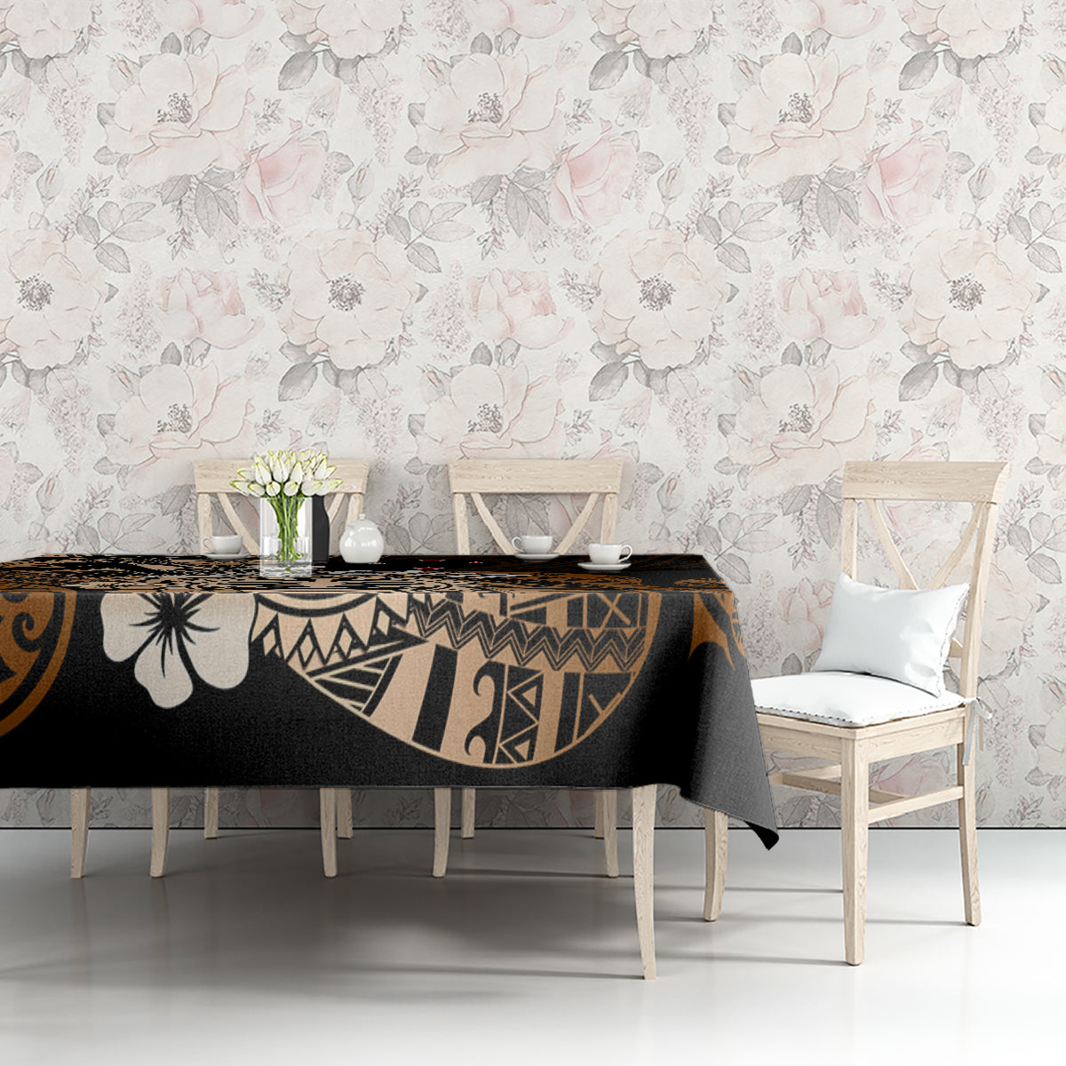 Aotearoa Kia Ora New Zealand Ta Moko Gold Version Tablecloth LT01 - Polynesian Pride