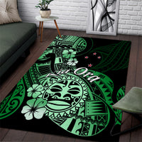 Aotearoa Kia Ora New Zealand Ta Moko Green Version Area Rug LT01 Green - Polynesian Pride
