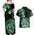 Aotearoa Kia Ora New Zealand Ta Moko Green Version Couples Matching Off Shoulder Maxi Dress and Hawaiian Shirt LT01 - Polynesian Pride