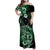 Aotearoa Kia Ora New Zealand Ta Moko Green Version Family Matching Off Shoulder Maxi Dress and Hawaiian Shirt LT01 Mom's Dress Green - Polynesian Pride