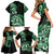 Aotearoa Kia Ora New Zealand Ta Moko Green Version Family Matching Short Sleeve Bodycon Dress and Hawaiian Shirt LT01 - Polynesian Pride