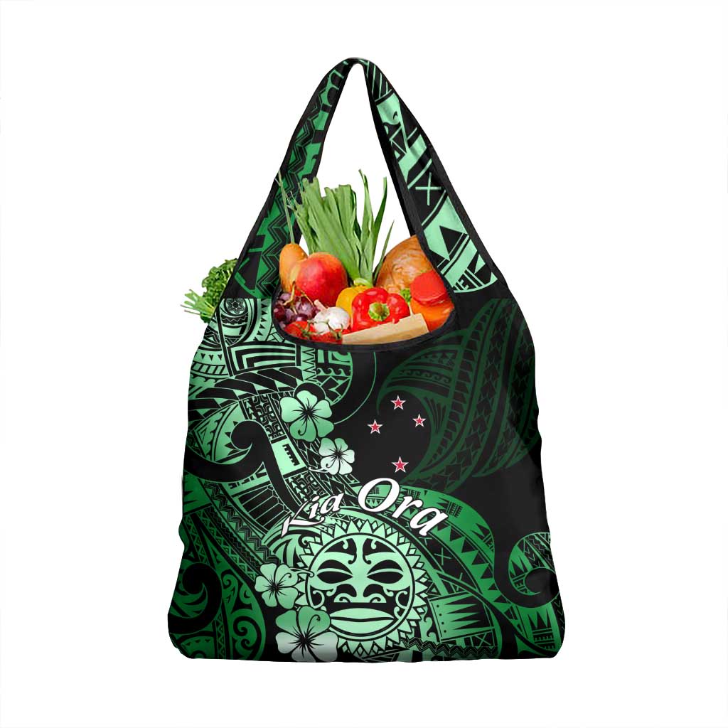 Aotearoa Kia Ora New Zealand Ta Moko Green Version Grocery Bag LT01 1-pack One Size Green - Polynesian Pride