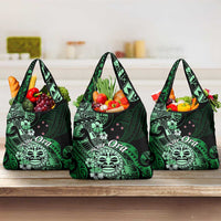 Aotearoa Kia Ora New Zealand Ta Moko Green Version Grocery Bag LT01 3-pack One Size Green - Polynesian Pride