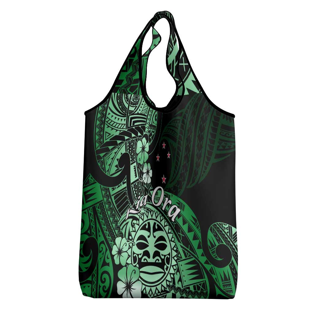 Aotearoa Kia Ora New Zealand Ta Moko Green Version Grocery Bag LT01 - Polynesian Pride