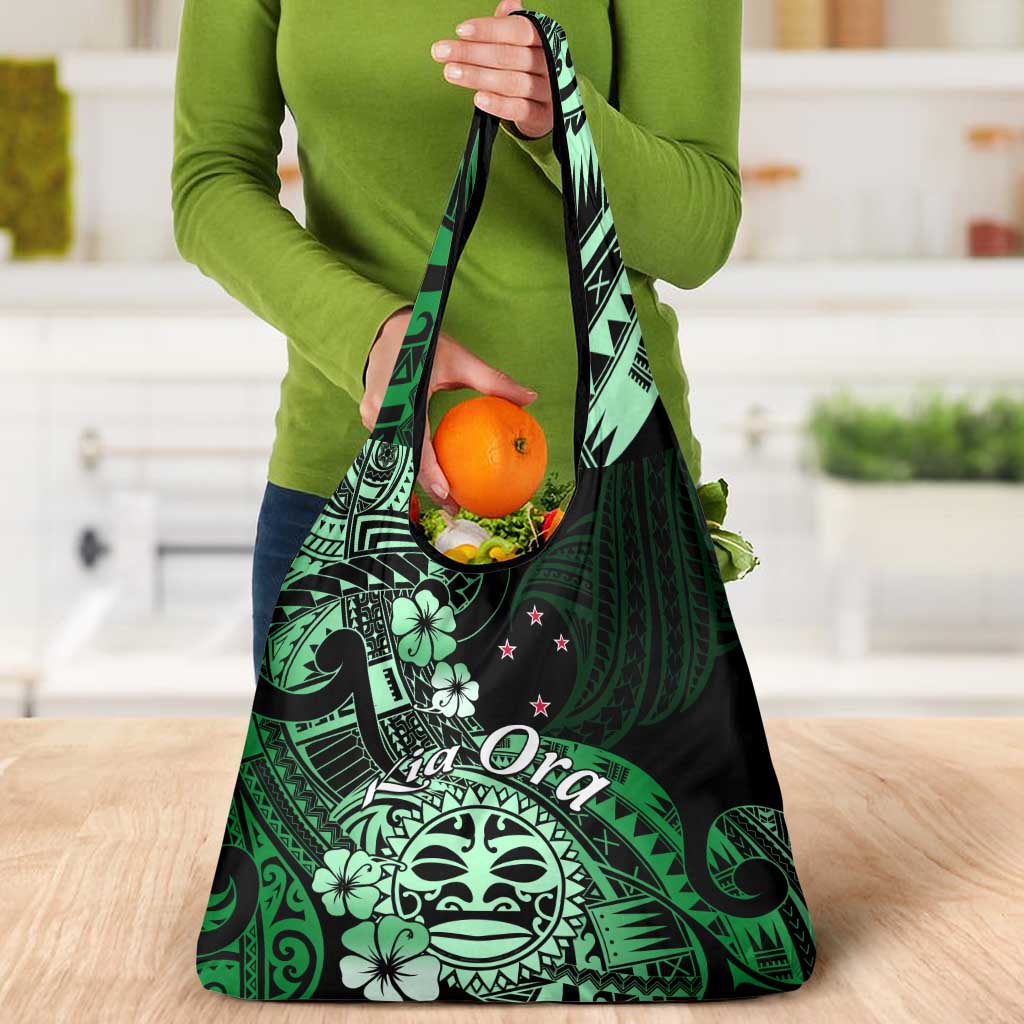 Aotearoa Kia Ora New Zealand Ta Moko Green Version Grocery Bag LT01 - Polynesian Pride