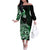 Aotearoa Kia Ora New Zealand Ta Moko Green Version Off The Shoulder Long Sleeve Dress LT01 Women Green - Polynesian Pride