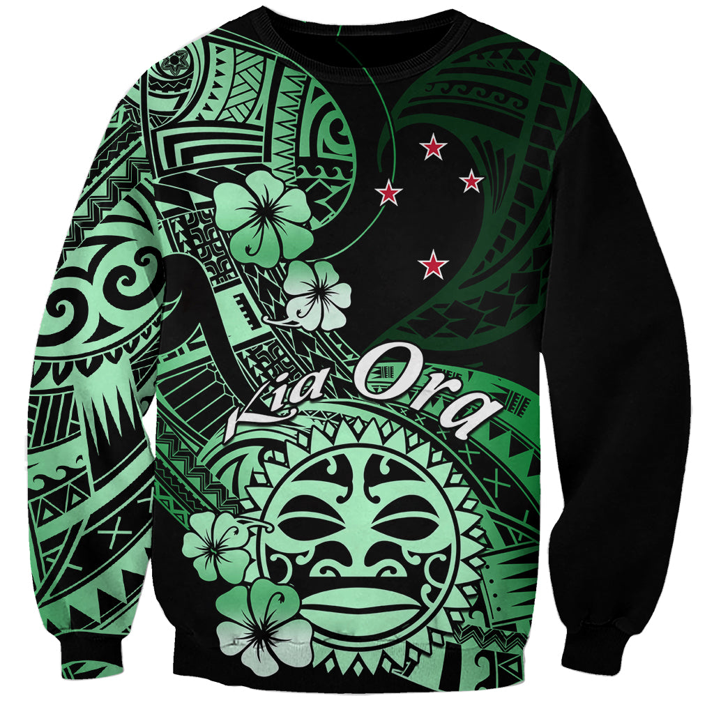 Aotearoa Kia Ora New Zealand Ta Moko Green Version Sweatshirt LT01 Unisex Green - Polynesian Pride