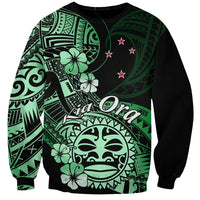 Aotearoa Kia Ora New Zealand Ta Moko Green Version Sweatshirt LT01 Unisex Green - Polynesian Pride