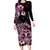 Aotearoa Kia Ora New Zealand Ta Moko Pink Version Family Matching Long Sleeve Bodycon Dress and Hawaiian Shirt LT01 Mom's Dress Pink - Polynesian Pride