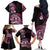 Aotearoa Kia Ora New Zealand Ta Moko Pink Version Family Matching Off Shoulder Long Sleeve Dress and Hawaiian Shirt LT01 - Polynesian Pride