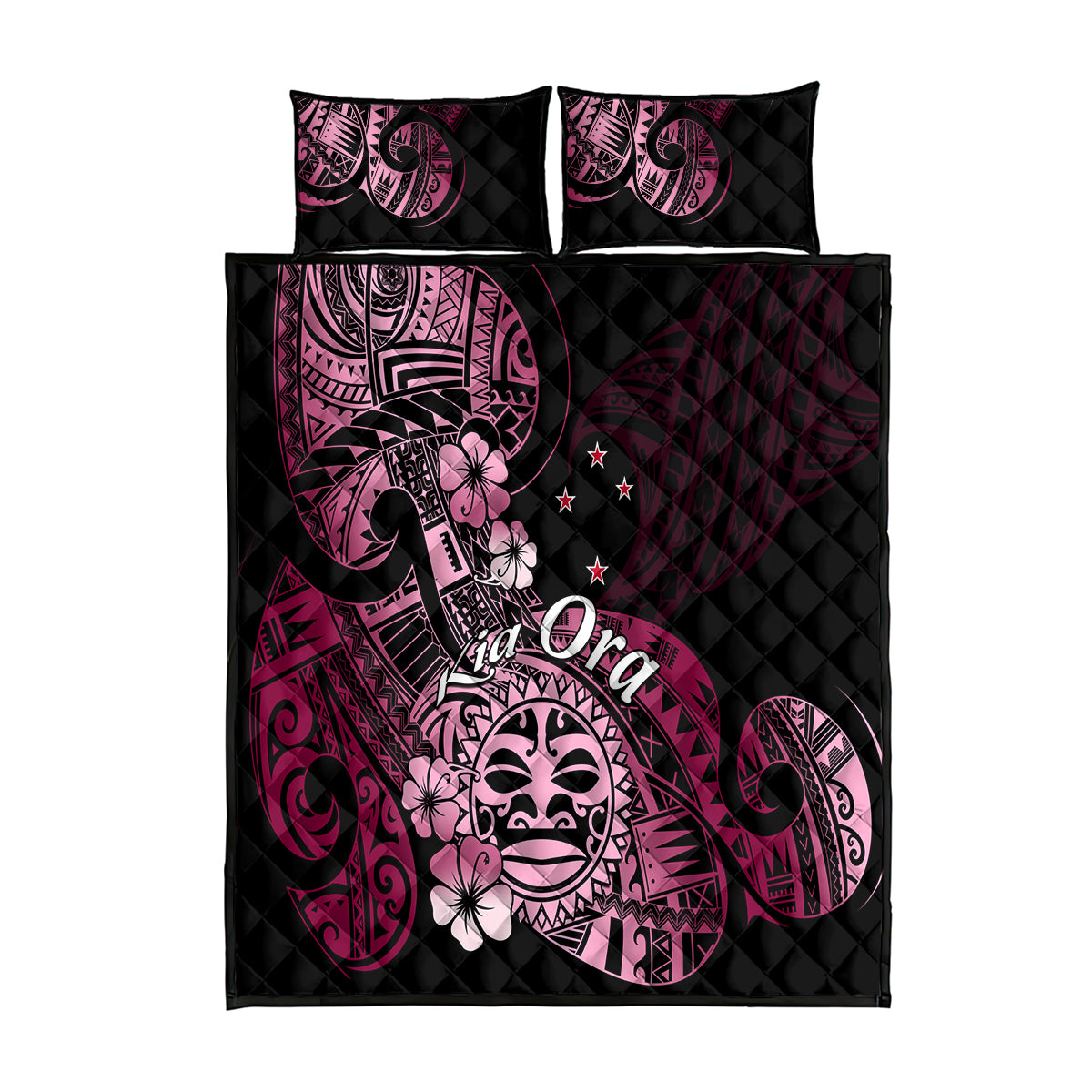 Aotearoa Kia Ora New Zealand Ta Moko Pink Version Quilt Bed Set LT01 Pink - Polynesian Pride