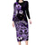 Aotearoa Kia Ora New Zealand Ta Moko Purple Version Family Matching Long Sleeve Bodycon Dress and Hawaiian Shirt LT01 Mom's Dress Purple - Polynesian Pride