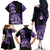 Aotearoa Kia Ora New Zealand Ta Moko Purple Version Family Matching Off Shoulder Long Sleeve Dress and Hawaiian Shirt LT01 - Polynesian Pride