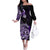 Aotearoa Kia Ora New Zealand Ta Moko Purple Version Family Matching Off Shoulder Long Sleeve Dress and Hawaiian Shirt LT01 Mom's Dress Purple - Polynesian Pride