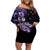 Aotearoa Kia Ora New Zealand Ta Moko Purple Version Family Matching Off Shoulder Short Dress and Hawaiian Shirt LT01 Mom's Dress Purple - Polynesian Pride