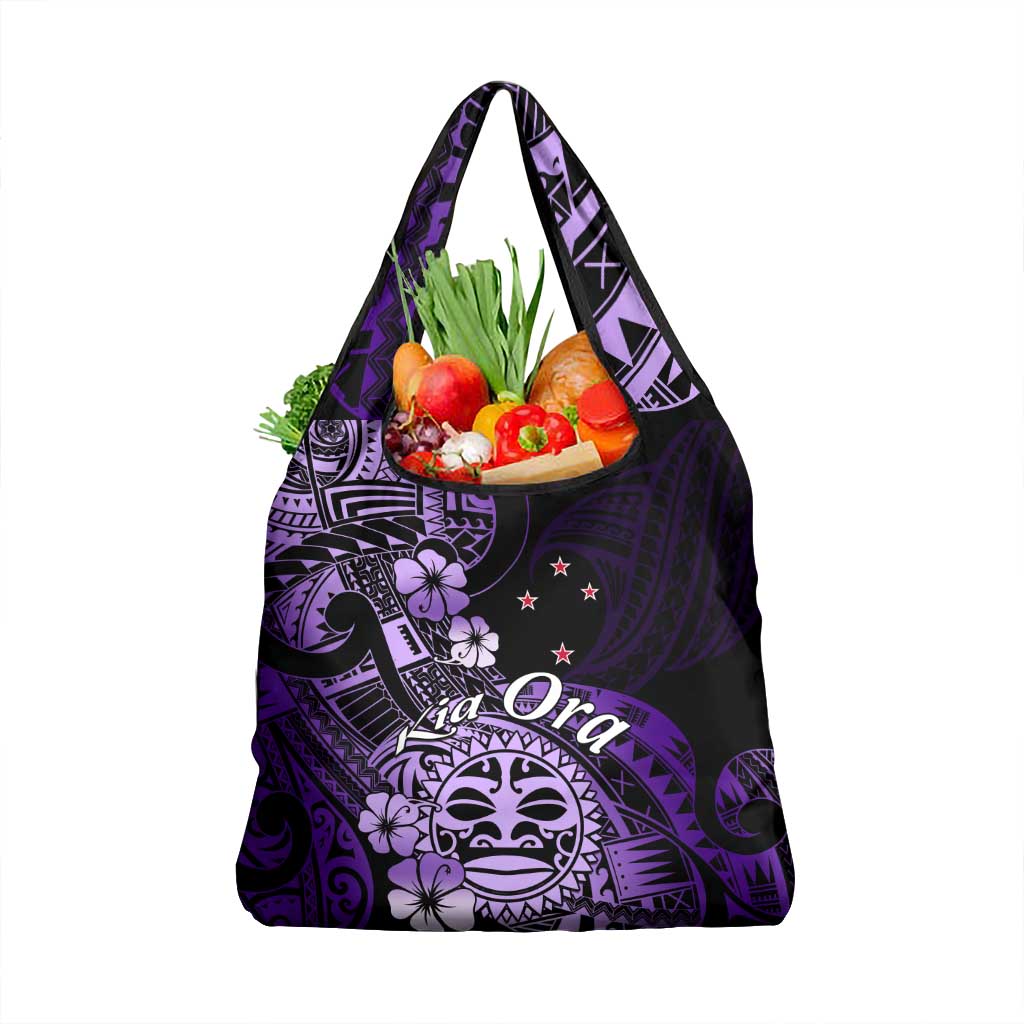 Aotearoa Kia Ora New Zealand Ta Moko Purple Version Grocery Bag LT01 1-pack One Size Purple - Polynesian Pride