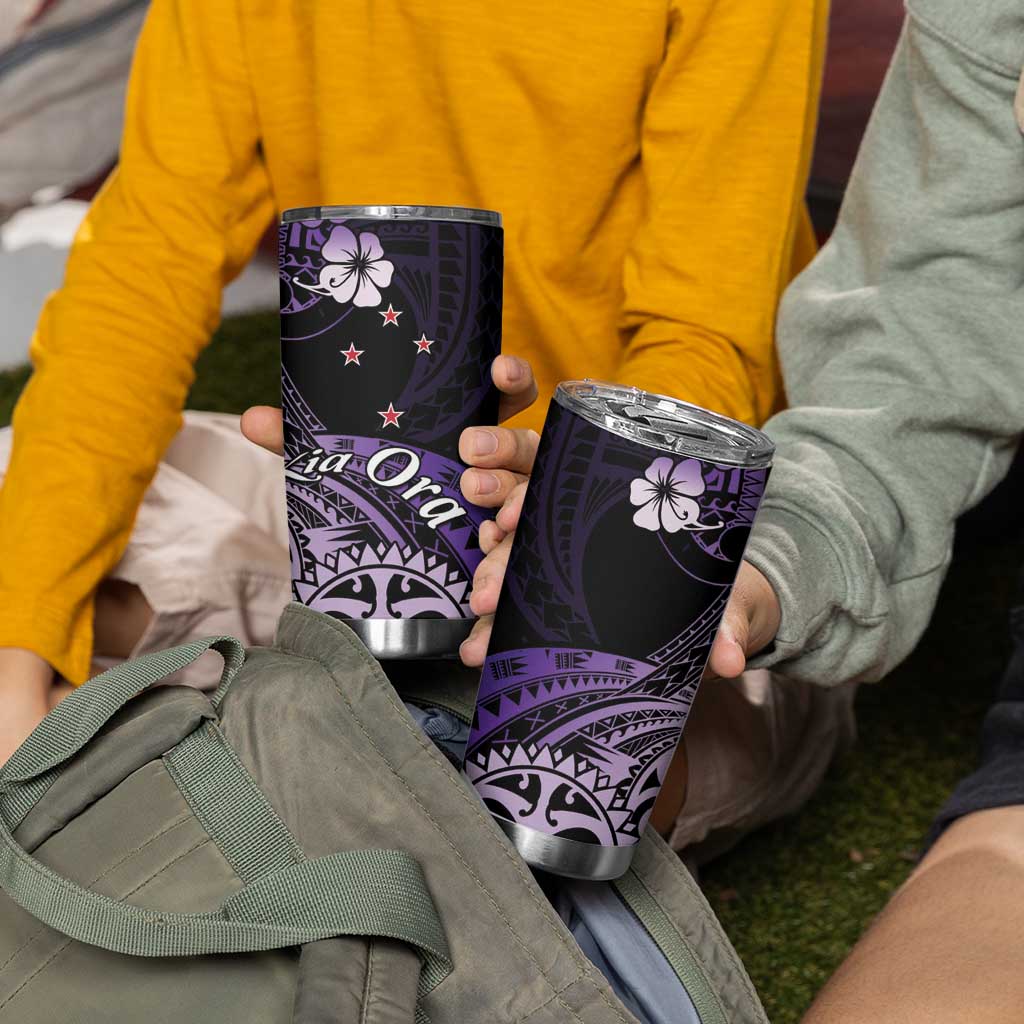 Aotearoa Kia Ora New Zealand Ta Moko Purple Version Tumbler Cup LT01 - Polynesian Pride