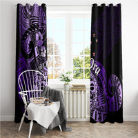 Aotearoa Kia Ora New Zealand Ta Moko Purple Version Window Curtain LT01 - Polynesian Pride