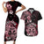 Aotearoa Kia Ora New Zealand Ta Moko Red Version Couples Matching Short Sleeve Bodycon Dress and Hawaiian Shirt LT01 Red - Polynesian Pride