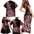 Aotearoa Kia Ora New Zealand Ta Moko Red Version Family Matching Short Sleeve Bodycon Dress and Hawaiian Shirt LT01 - Polynesian Pride