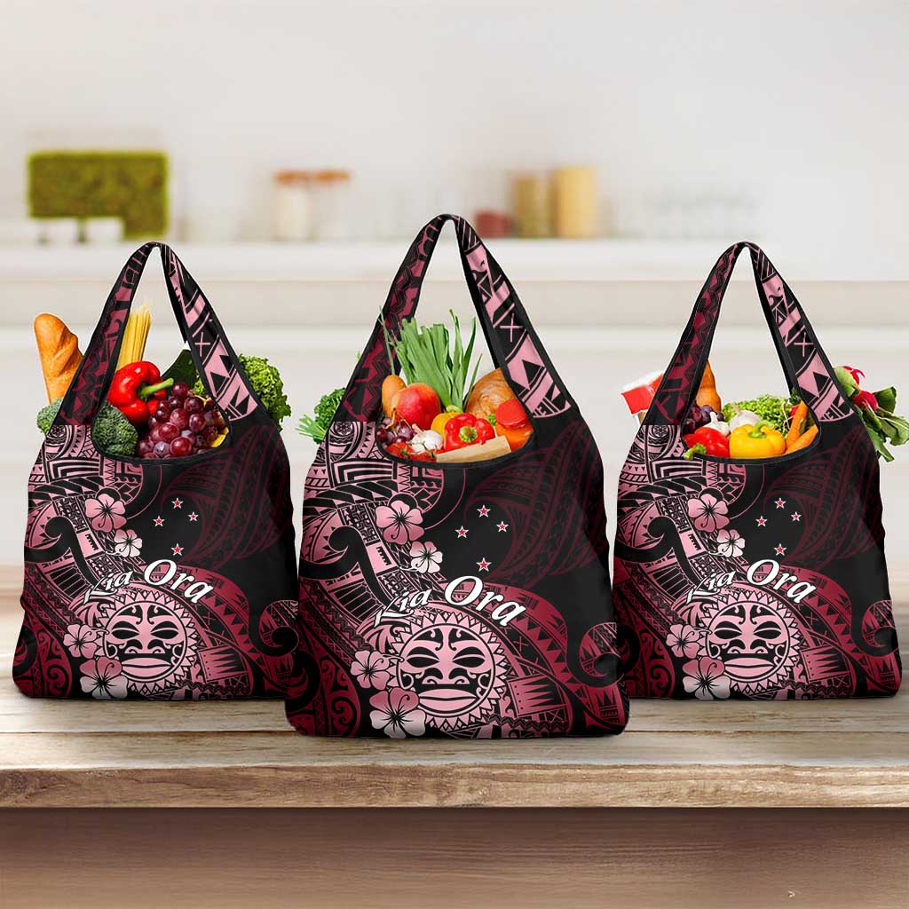 Aotearoa Kia Ora New Zealand Ta Moko Red Version Grocery Bag LT01 3-pack One Size Red - Polynesian Pride