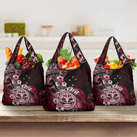 Aotearoa Kia Ora New Zealand Ta Moko Red Version Grocery Bag LT01 3-pack One Size Red - Polynesian Pride