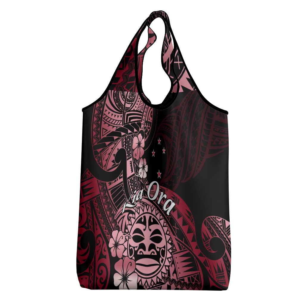 Aotearoa Kia Ora New Zealand Ta Moko Red Version Grocery Bag LT01 - Polynesian Pride