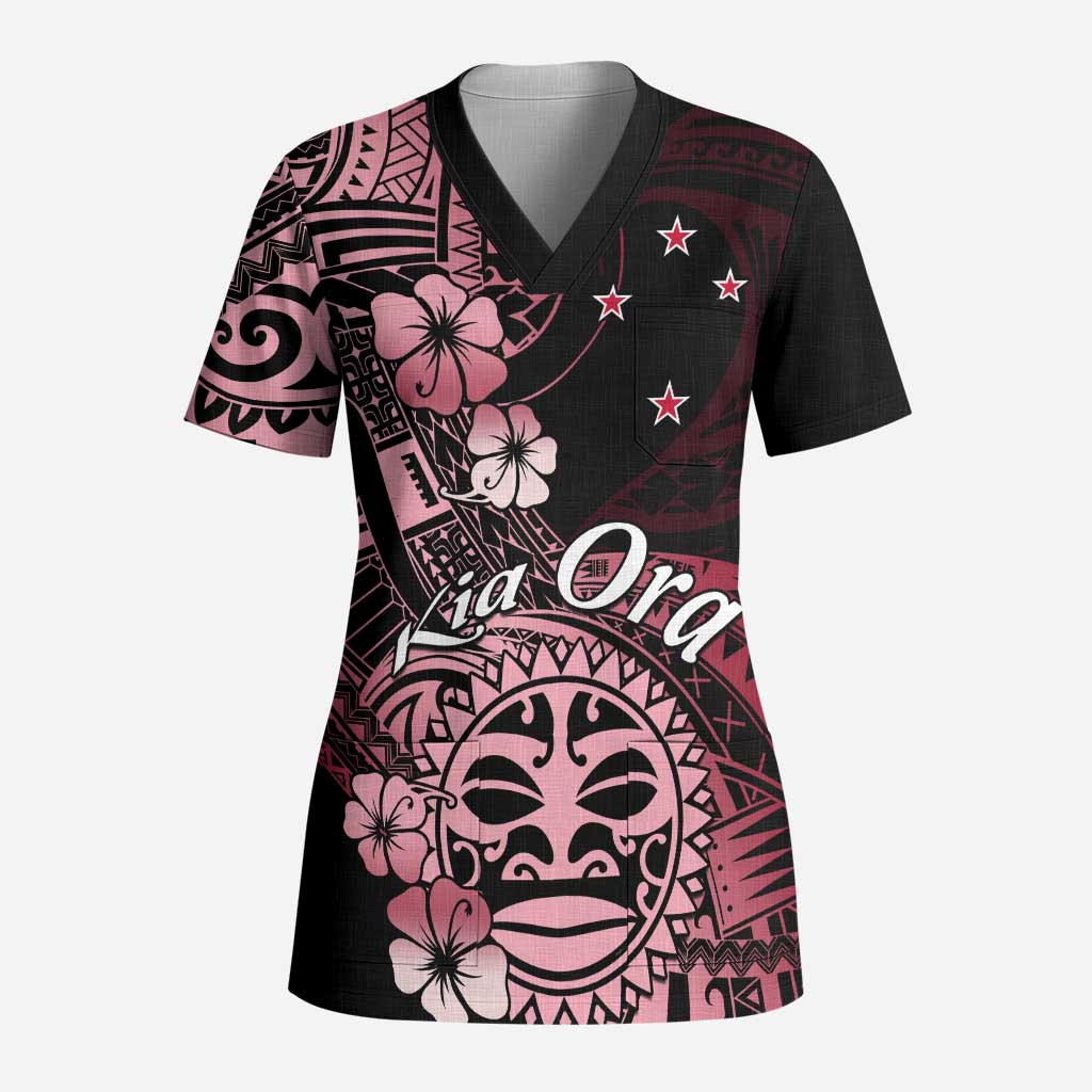 Aotearoa Kia Ora New Zealand Ta Moko Red Version Scrub Top LT01 Adult Red - Polynesian Pride