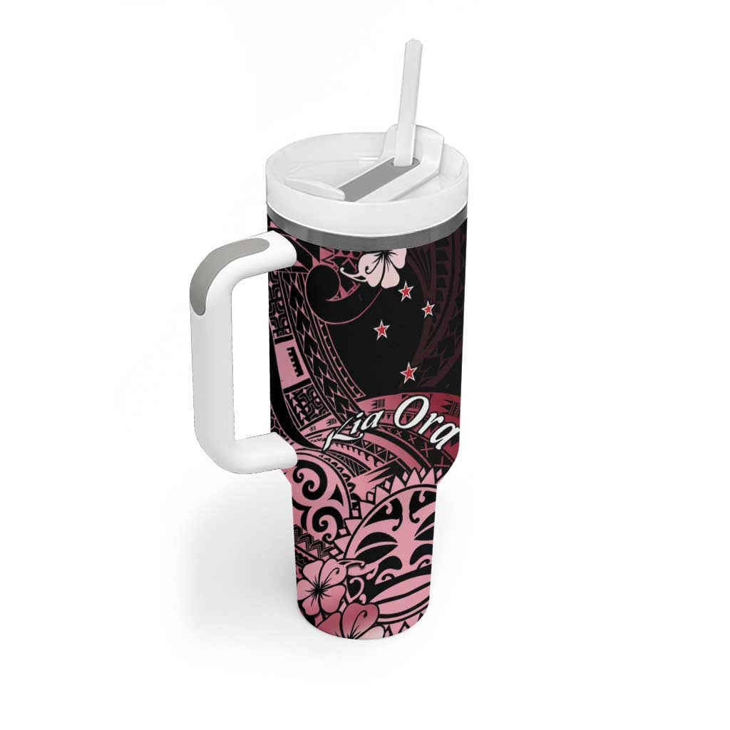 Aotearoa Kia Ora New Zealand Ta Moko Red Version Tumbler With Handle LT01 - Polynesian Pride