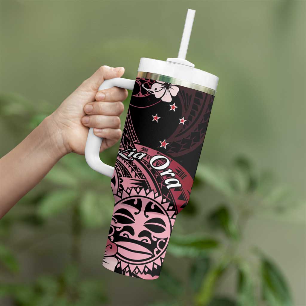 Aotearoa Kia Ora New Zealand Ta Moko Red Version Tumbler With Handle LT01 - Polynesian Pride