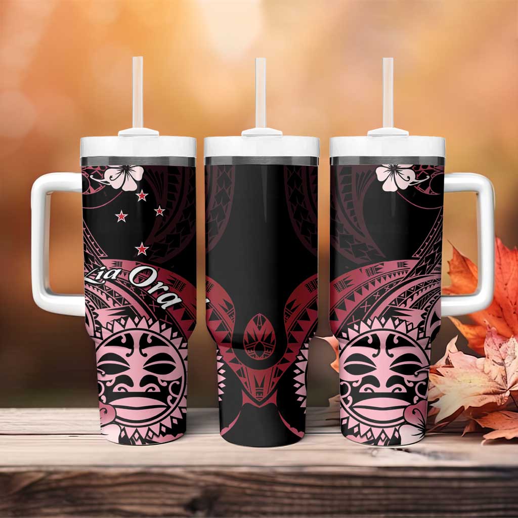 Aotearoa Kia Ora New Zealand Ta Moko Red Version Tumbler With Handle LT01 - Polynesian Pride