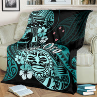 Aotearoa Kia Ora New Zealand Ta Moko Turquoise Version Blanket LT01 - Polynesian Pride