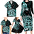 Aotearoa Kia Ora New Zealand Ta Moko Turquoise Version Family Matching Long Sleeve Bodycon Dress and Hawaiian Shirt LT01 - Polynesian Pride