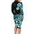 Aotearoa Kia Ora New Zealand Ta Moko Turquoise Version Family Matching Long Sleeve Bodycon Dress and Hawaiian Shirt LT01 - Polynesian Pride