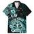 Aotearoa Kia Ora New Zealand Ta Moko Turquoise Version Family Matching Mermaid Dress and Hawaiian Shirt LT01 Dad's Shirt - Short Sleeve Turquoise - Polynesian Pride